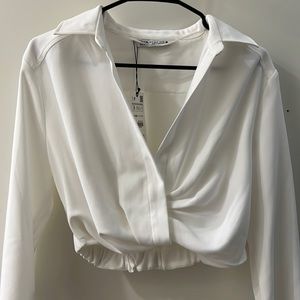 NEW zara white crop sexy top